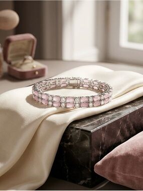 Blush Pink Moonstones and Crystals Bracelet Set
